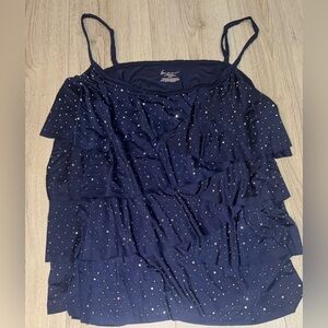 Lane Bryant Navy Blue Sparkle Layered Tank Top sleeveless shirt